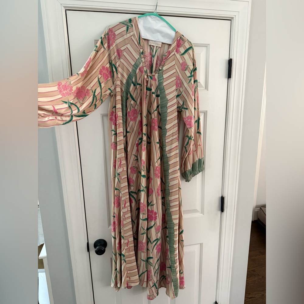 Natalie Martin Pink and Gray Long Sleeve Sundress